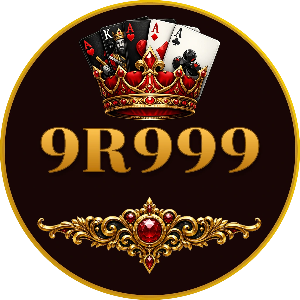 Confident casino player surrounded by glowing neon cards and flying chips representing the excitement and style of 9R999 online casino in Bangladesh